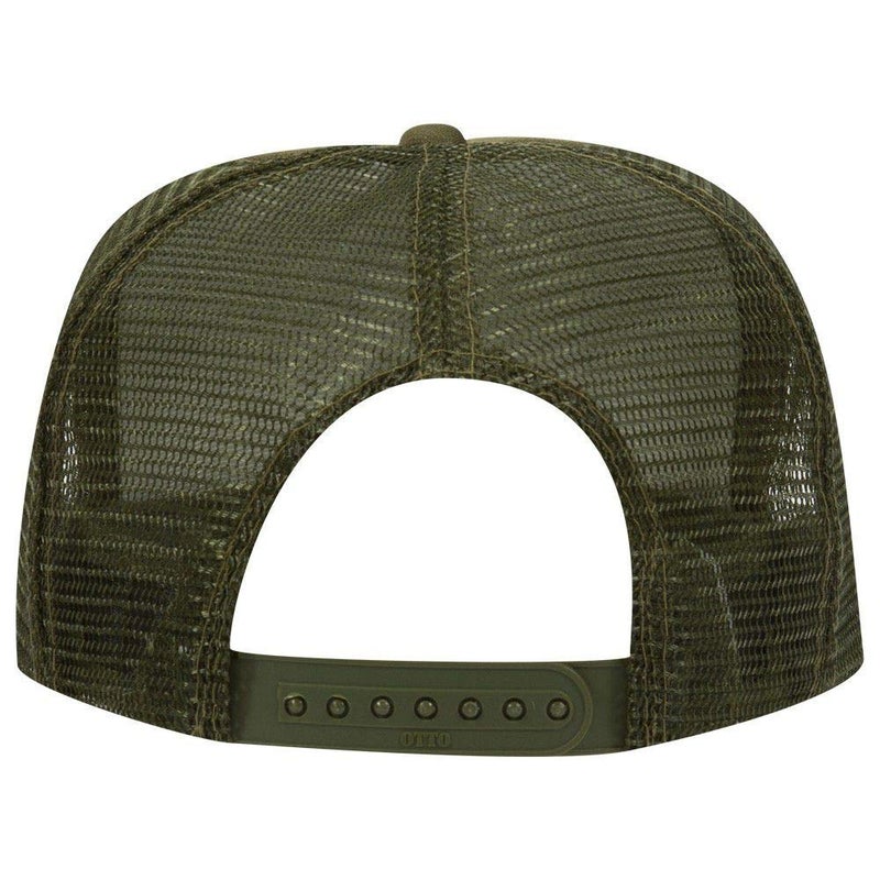 OTTO Polyester Foam Front 5 Panel High Crown Mesh Back Trucker Hat - Ol. Green - Image 2